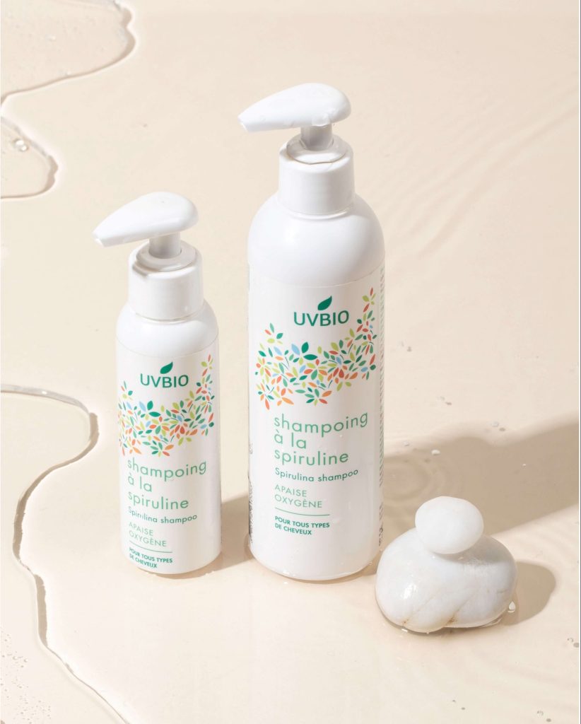 Spirulina shampoo van UVBio op de website van schoonheidssalon Elvira Beauté